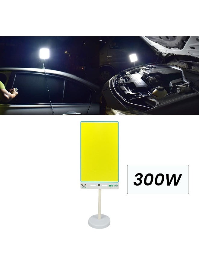360 ديجري لايت مصباح عمل LED COB 300 واط 360 درجة مع قاعدة مغناطيسية، حامل مرن، جهاز تحكم عن بعد RF، كابل 5 أمتار، بطارية سيارة 12 فولت وطاقة ولاعة سجائر، مصباح طوارئ فائق السطوع للتخييم، المرآب، الأماكن الخارجية، إصلاح السيارات، مجموعة إضاءة متعددة الأغراض - Image 2