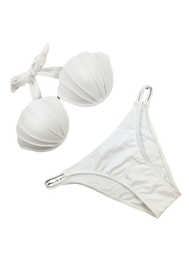 Swimsuit European And American Mermaid Bikini Swimsuit 5 Gradient Shell Bikini Swimsuit-Color:Pearl Boxer Briefs-Size:S - Image 5