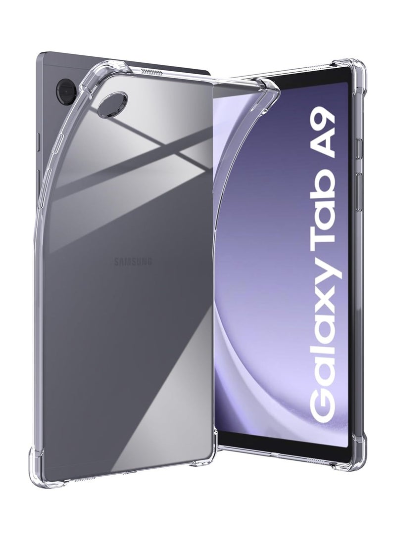 Case for Samsung Galaxy Tab A9 Tablet Case Clear with Built-in Camera Lens Protector Thin Transparent Protective Back Cover Soft Flexible Bumper Hybrid Silicone Case For (Samsung Galaxy Tab A9)