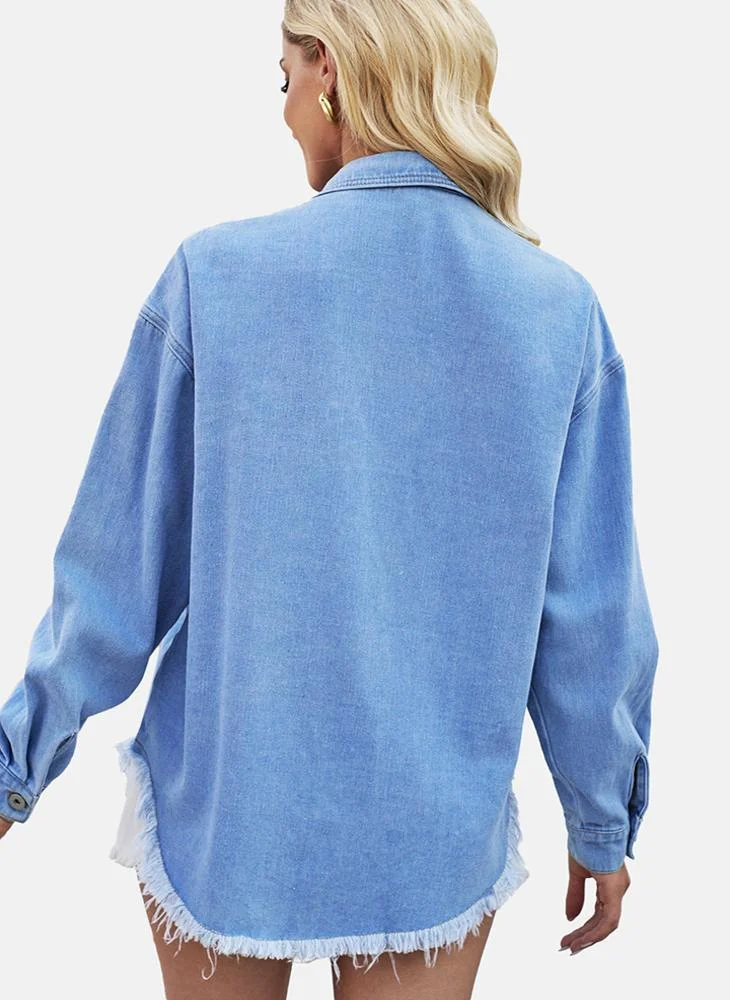 يونيكي Blue Printed Regular Fit Shirt