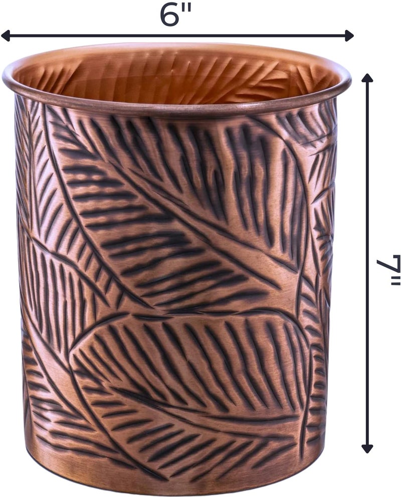 Monarch Abode 49677 Metal Handcrafted Floral Embossed Caddy  Kitchen Interior Organizer for Utensils  Crock for Cooking Utensils  Multipurpose  Large Utensil Holder  Antique Copper Finish - Image 2