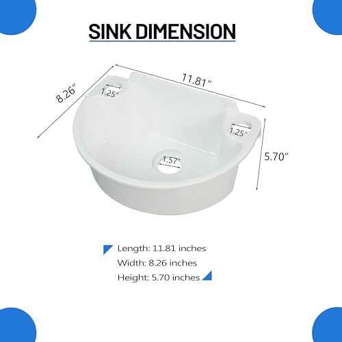 shawoo Small Bathroom Sink Wall Mount Bathroom Sink Wash basin, No-Drill Installation Self-Adhesive Sink 11.8 x 8.2 Inch with 1.26 Inch Faucet Hole, Rv Sink Mini Plastic for Home, Dorm, Garage - Image 5