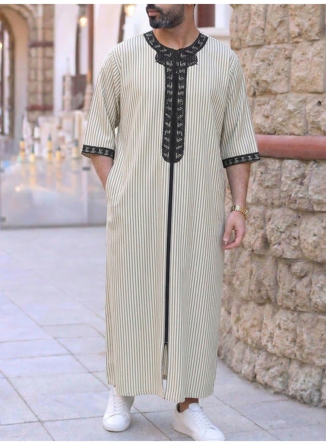 عباية - ثوب عربي رجالي - مشمشي - ملابس تقليدية، ملابس إسلامية، عباءة دبي، قفطان، جبة - Image 1