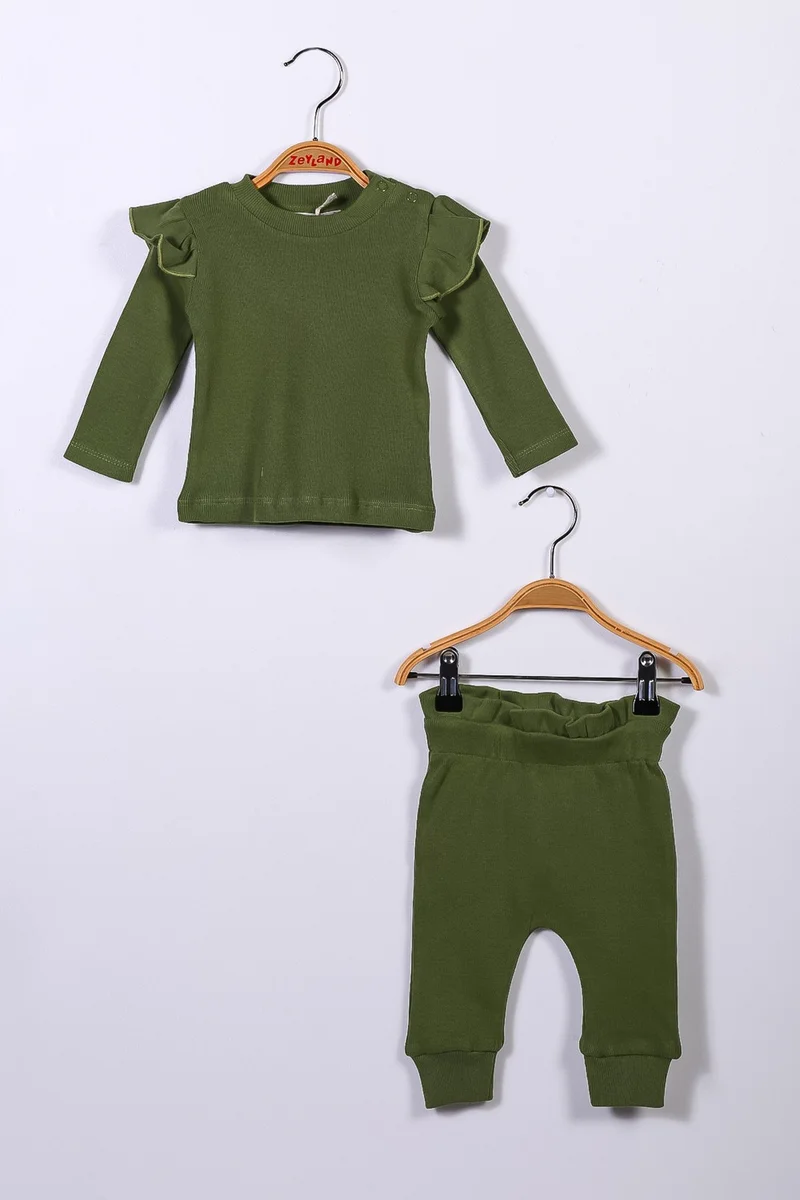 Mininio Gots Certified 100% Organic Cotton Ruffle Sweatshirt and Trouser Set (0-4 years old)