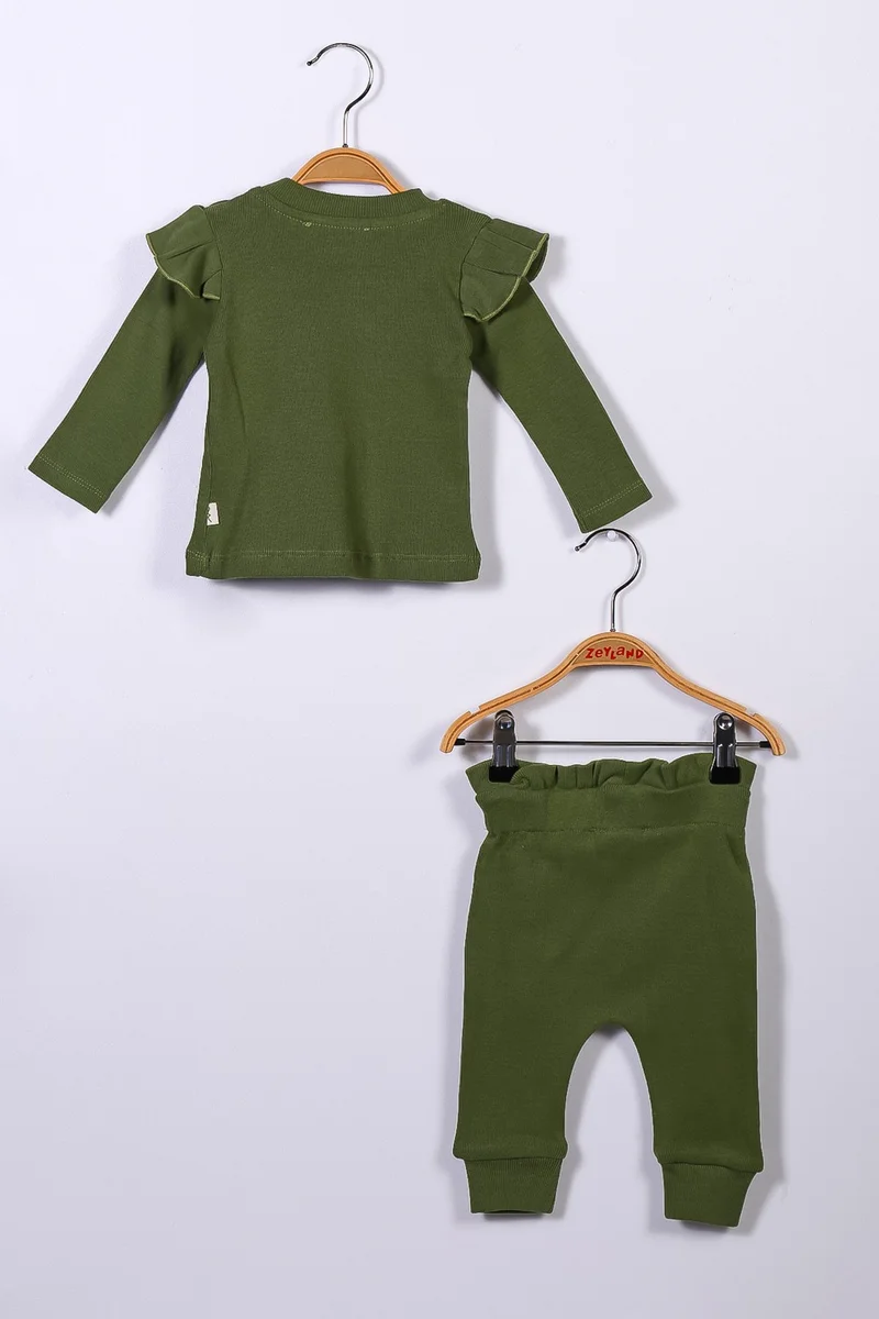 Mininio Gots Certified 100% Organic Cotton Ruffle Sweatshirt and Trouser Set (0-4 years old)