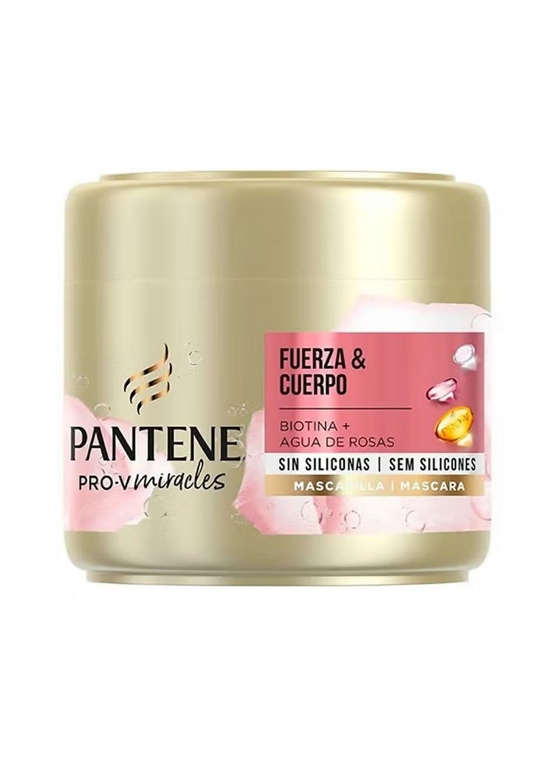 Pantene Pro-V Miracles Fullness & Strength Silicone Free Hair Mask with Biotin and Rosewater, for Treatment, Beauty and Dry Hair Care, 300ml
