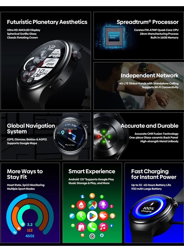 Zeblaze - Zeblaze Thor Ultra Android Smart Watch AMOLED Screen 4G Independent Network Built-in GPS 16GB Storage Google Play Android 8.1 - Image 1