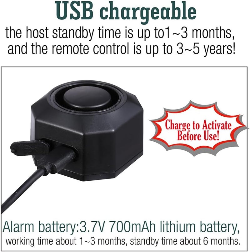 إنيج إنذار استشعار بالاهتزاز للدراجة مع شحن USB وتحكم عن بعد، نظام كشف أمان للدراجات النارية والدراجات الهوائية والدراجات البخارية مع صفارة لاسلكية مضادة للسرقة، جهاز إنذار مضاد للسرقة للمركبات - ENSF32R - Image 5