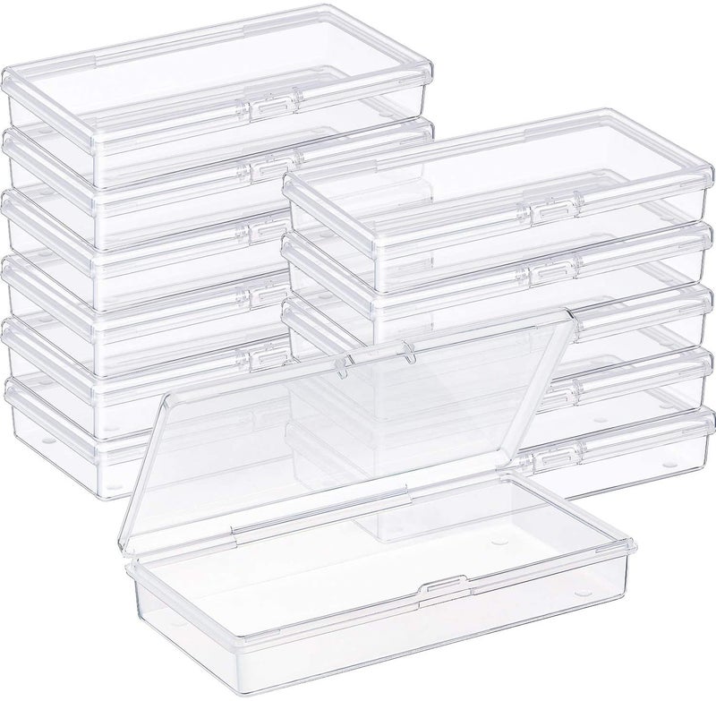 Gebildet 12pcs Small Rectangular Clear Plastic Bead Storage Boxes with Lid for Pills, Herbs, Small Beads, Jewellery and Craft Items - Image 1