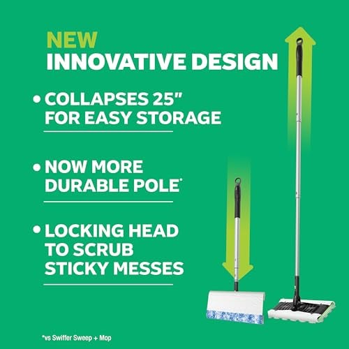 Swiffer Sweep Mop Deluxe 2in1 MultiSurface Kit for Floor Cleaning Includes 1 Sweeper Device 5 Dry Sweeping 6 Wet Mopping Heavy Duty Cloths Black - Image 3