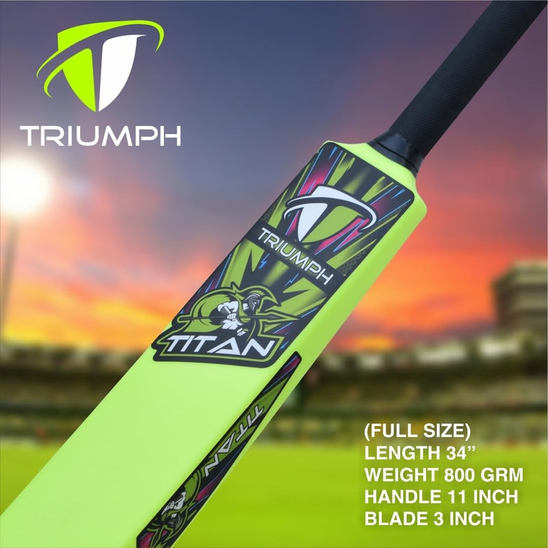BABBLER Triumph Titan Lime Green Plastic Cricket Bat Full Size, Plastic Bat for Tennis Balls & Wind Balls, Plastic Bat for 15 + Years - Image 4