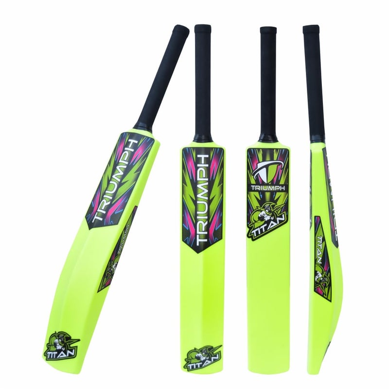 BABBLER Triumph Titan Lime Green Plastic Cricket Bat Full Size, Plastic Bat for Tennis Balls & Wind Balls, Plastic Bat for 15 + Years - Image 1