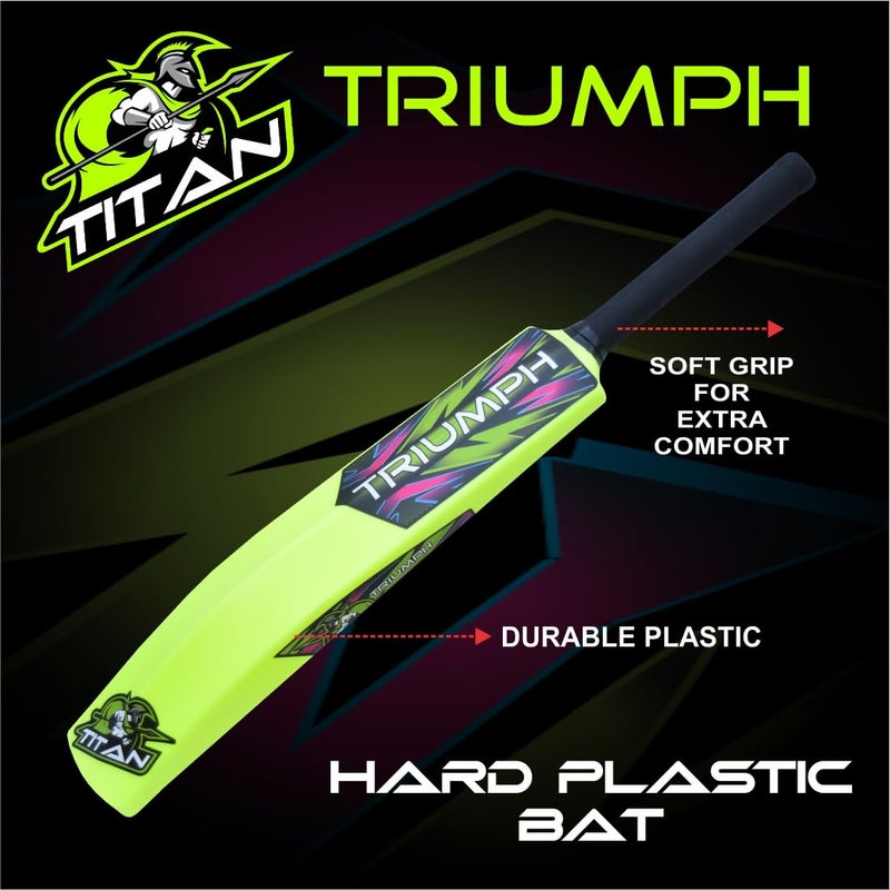 BABBLER Triumph Titan Lime Green Plastic Cricket Bat Full Size, Plastic Bat for Tennis Balls & Wind Balls, Plastic Bat for 15 + Years - Image 2