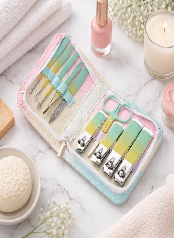 CLICKSWIFT مجموعة العناية بالأظافر Clickswift® Basics تتضمن مقص أظافر، مقص أظافر من الفولاذ المقاوم للصدأ، إبرة لعلاج حب الشباب، أداة لإزالة الرؤوس السوداء، حقيبة سفر جلدية، مجموعة العناية بالأظافر للنساء والرجال - 9 قطع (متعددة الألوان) - Image 3