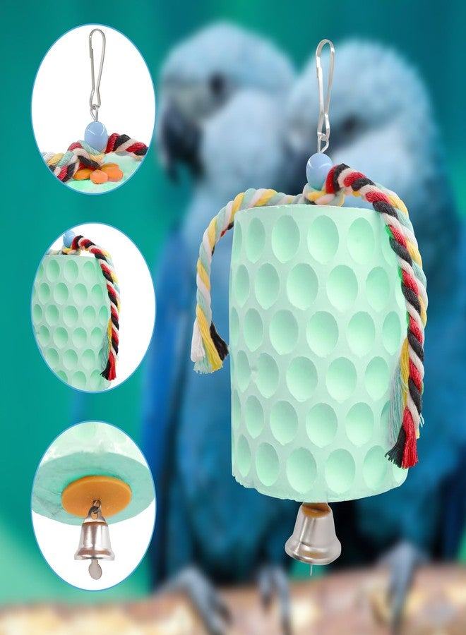 Oooct Extra Large Bird Chewing Toy, Parrot Beak Grinding Calcium Stone with Bells, Bird Cage Accessories, Cage Toys for Cockatiel Parakeet Parrot Budgies Rat Hamster Chinchilla Rabbit Bunny Green - Image 4
