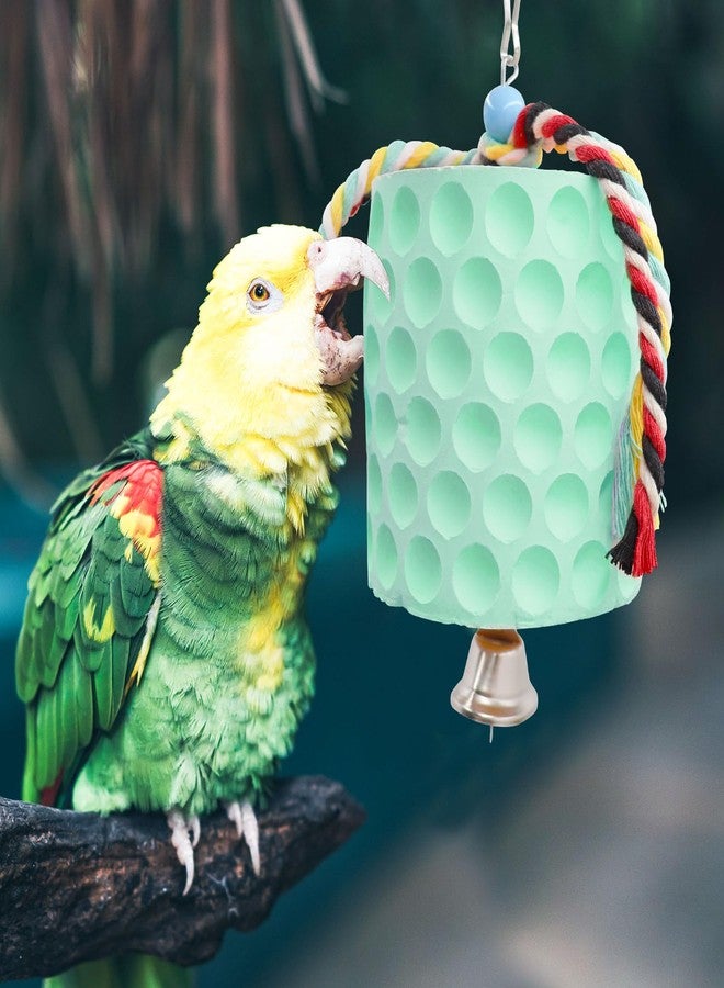 Oooct Extra Large Bird Chewing Toy, Parrot Beak Grinding Calcium Stone with Bells, Bird Cage Accessories, Cage Toys for Cockatiel Parakeet Parrot Budgies Rat Hamster Chinchilla Rabbit Bunny Green - Image 3