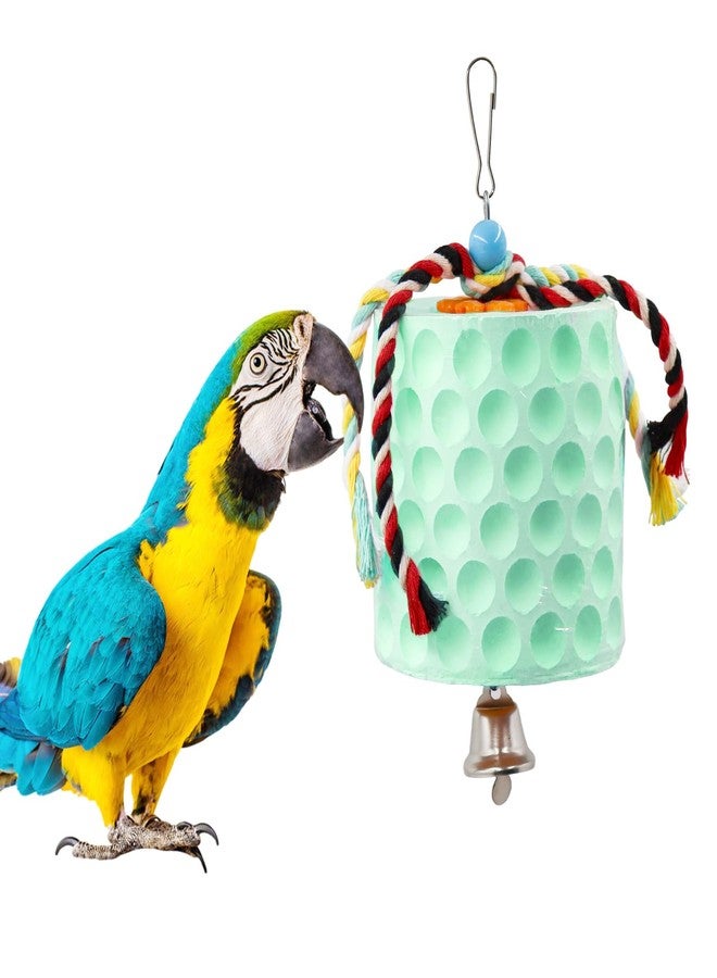 Oooct Extra Large Bird Chewing Toy, Parrot Beak Grinding Calcium Stone with Bells, Bird Cage Accessories, Cage Toys for Cockatiel Parakeet Parrot Budgies Rat Hamster Chinchilla Rabbit Bunny Green - Image 1