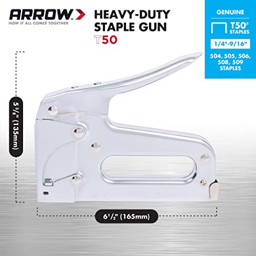 Arrow Fastener Arrow T50 Heavy Duty Staple Gun for Upholstery, Wood, Crafts, DIY and Professional Uses, Manual Stapler Uses 1/4”, 5/16”, 3/8", 1/2", or 9/16” Staples - Image 5