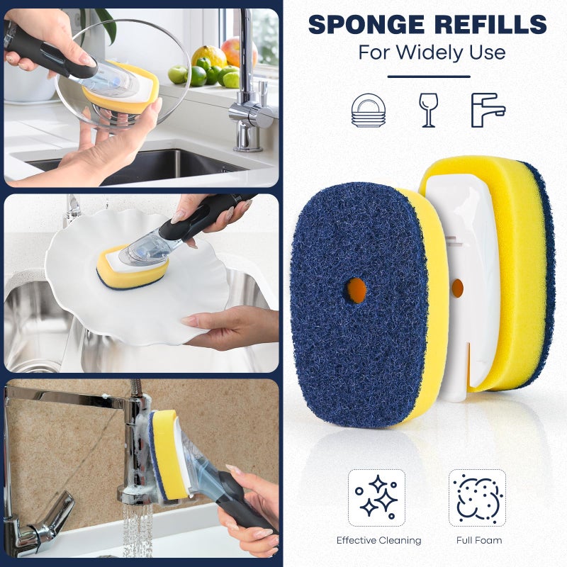 RIMAY Sponge Brush Refills for OXO Dish Brush, 4 Pack Soap Dispensing Dish Refills, Scrub Replacement Head for Scrubber, Sponge Replacement Head Fits Soap Dispensing Handle - Image 4