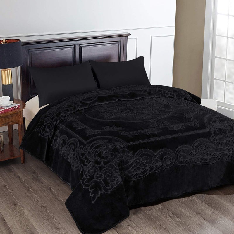 JML Fleece Blanket King Size, Heavy Korean Style Faux Mink Blanket for Winter, 85 x 95 Inches- 9 Lbs, Single Ply, Soft Thick Warm Raschel Home Decor for Fall, Fluffy Cozy Bedding Gift, Black - Image 1