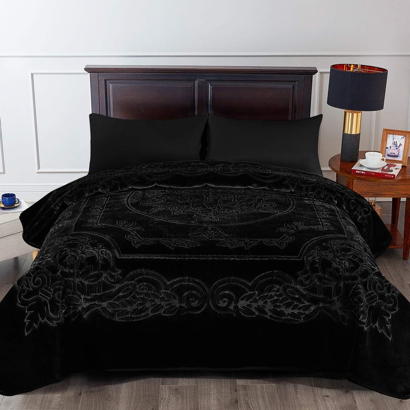 JML Fleece Blanket King Size, Heavy Korean Style Faux Mink Blanket for Winter, 85 x 95 Inches- 9 Lbs, Single Ply, Soft Thick Warm Raschel Home Decor for Fall, Fluffy Cozy Bedding Gift, Black - Image 2