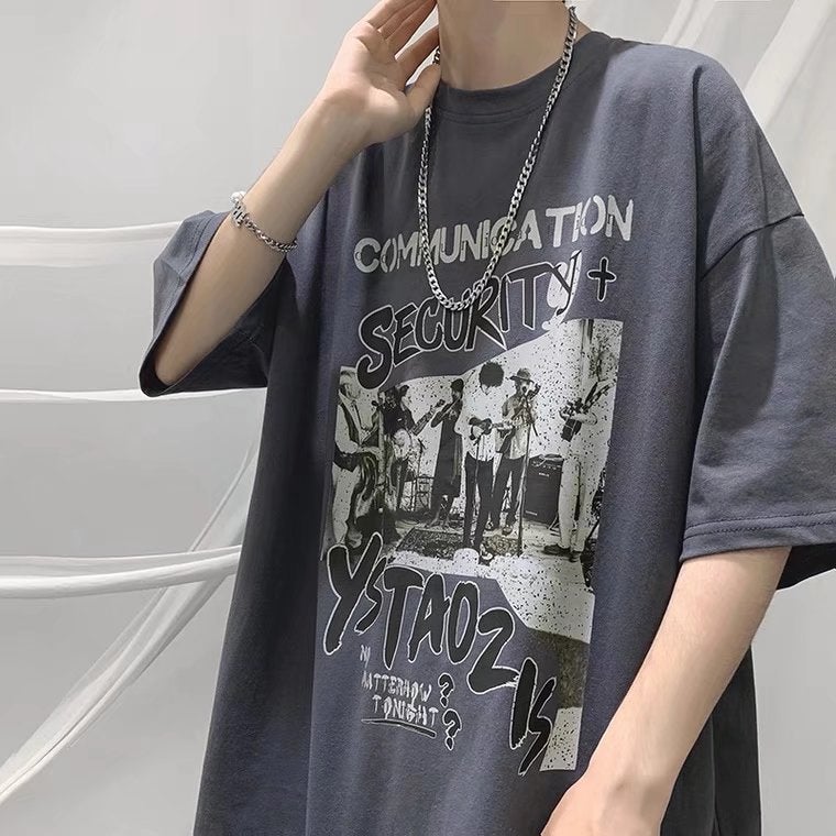 Summer Hip-Hop Graffiti Pure Cotton Short-Sleeved T-Shirt Men'S Trendy Ins Loose T-Shirt Couple'S Hong Kong-Style Casual All-Match Half-Sleeved T-Shirt - Image 2