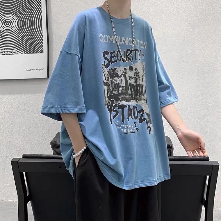 Summer Hip-Hop Graffiti Pure Cotton Short-Sleeved T-Shirt Men'S Trendy Ins Loose T-Shirt Couple'S Hong Kong-Style Casual All-Match Half-Sleeved T-Shirt - Image 5