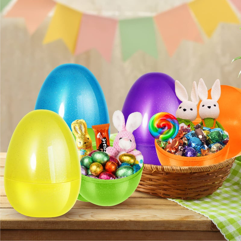 Shemira 12 PCS 10" Jumbo Plastic Easter Eggs, Fillable, Empty, Easter Egg Hunt, Party Favor, Decoration - Image 4