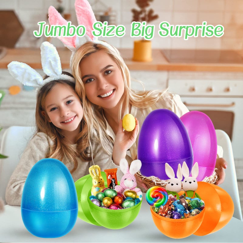Shemira 12 PCS 10" Jumbo Plastic Easter Eggs, Fillable, Empty, Easter Egg Hunt, Party Favor, Decoration - Image 5
