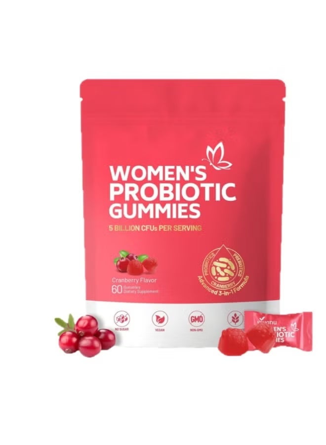 Day Wins Women's Probiotic Gummies, Women Probiotic, Feminine Balance pH Gummies for Healthy Odor, Yeast Balance & Flora + Vitamin C for Immune Support -Cranberry Probiotics 60 Gummies - Image 1