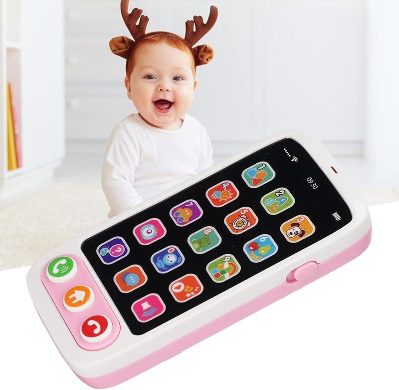 Kids Learning Mobile Phone Toy Early Education Music with Real Buttons Colorful Display Blue - Image 1
