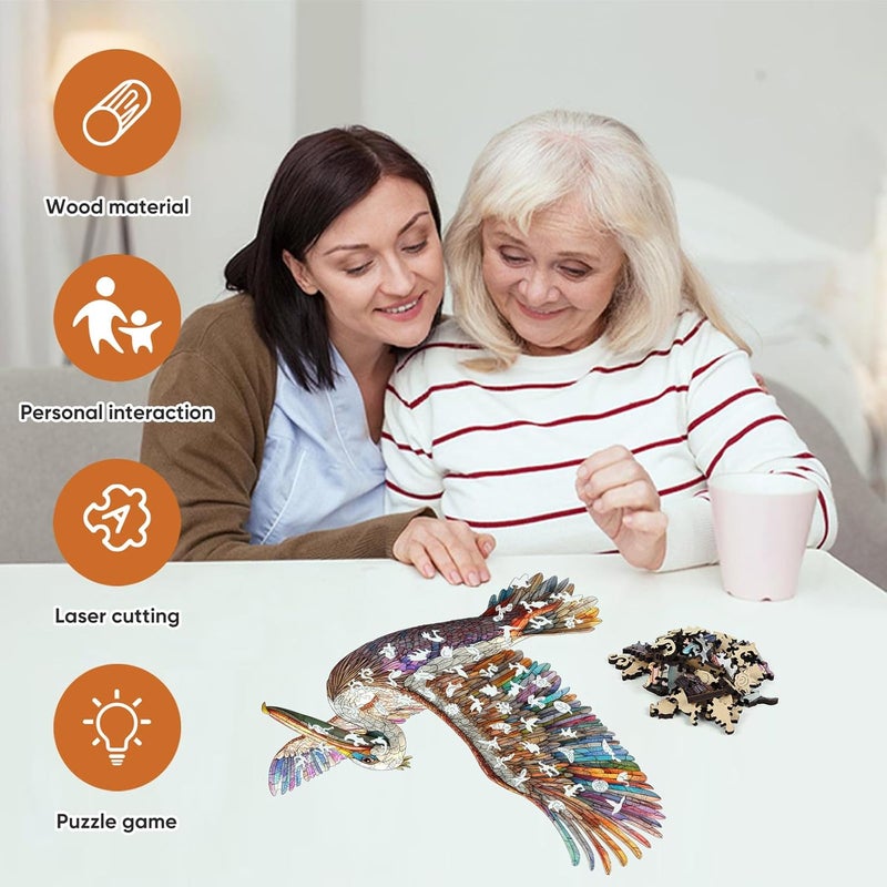 Mys Aurora Wooden Puzzles for Adults Cormorant Bird Jigsaw Puzzles,300 Pieces 5MM Thick, Unique Shaped Cormorant Bird Puzzle Family Game Gift for Adults and Kids, 15.6 x 15.4 Inch - Image 4