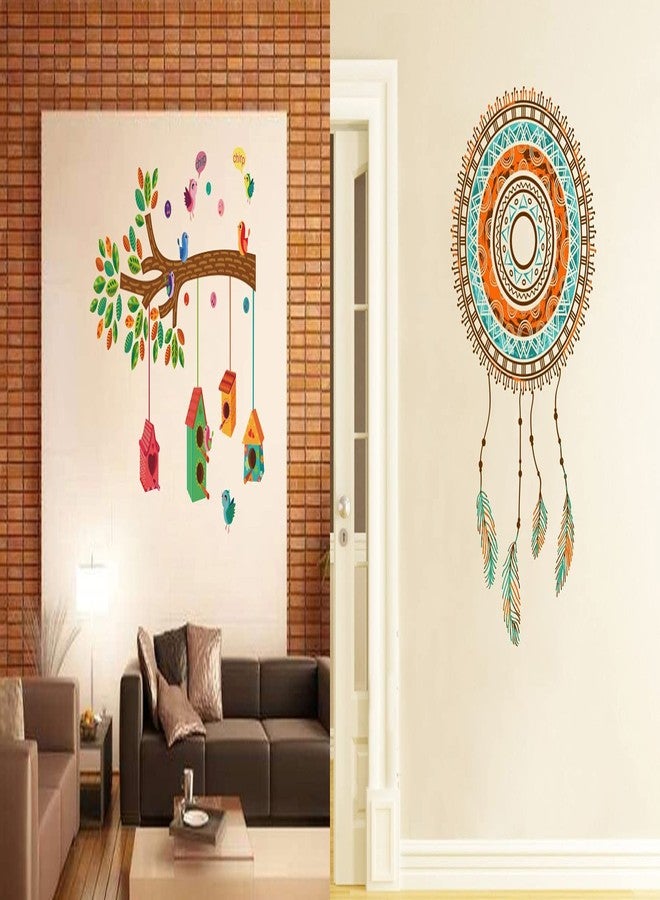Walltech Set of 2 Wall Sticker Bird House On A Branch and Hand Drawn Dreamcatcher Wall Sticker - Image 1