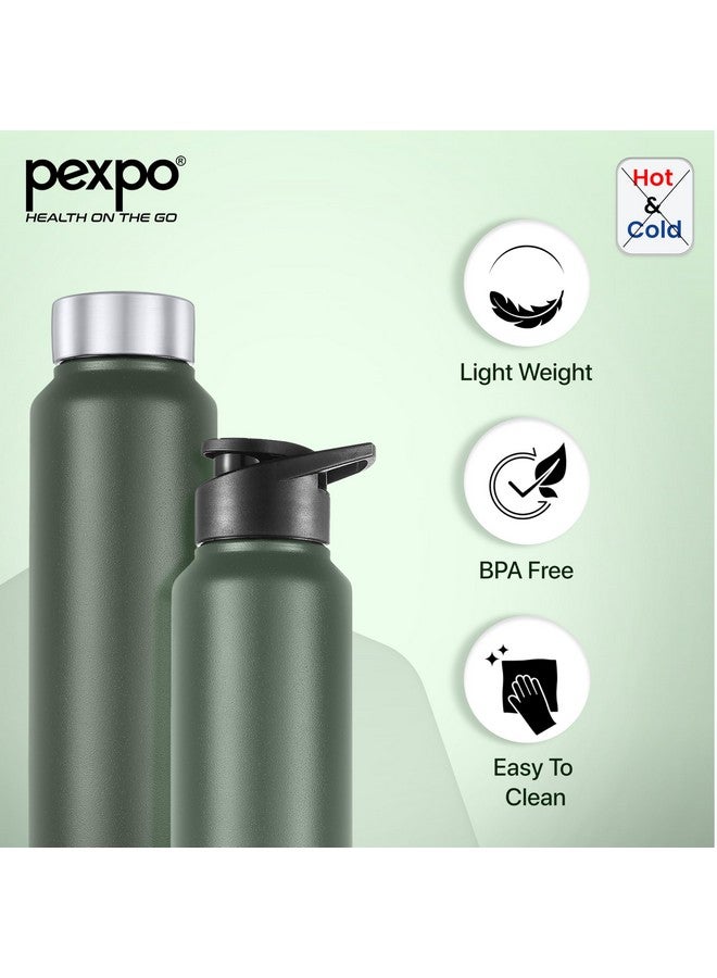 PEXPO Chromo 1000 ISI Certified Stainless Steel Sports/Fridge Water Bottle With Sipper & Steel Cap, 950ml, Military Green, Pack of 2| BPA Free | Water Bottle for Office, Gym, School, Yoga, Trekking - Image 4