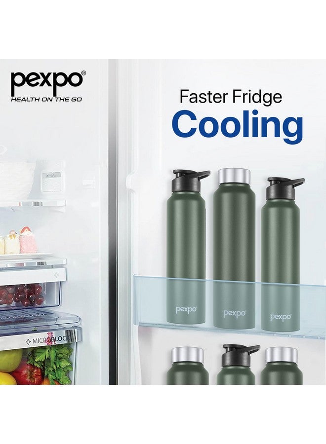 PEXPO Chromo 1000 ISI Certified Stainless Steel Sports/Fridge Water Bottle With Sipper & Steel Cap, 950ml, Military Green, Pack of 2| BPA Free | Water Bottle for Office, Gym, School, Yoga, Trekking - Image 5