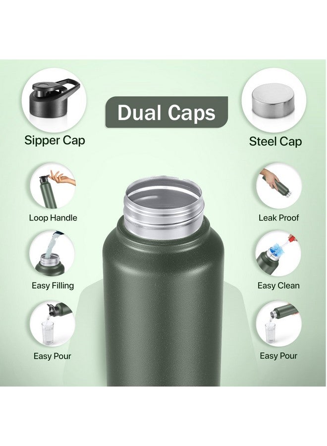 PEXPO Chromo 1000 ISI Certified Stainless Steel Sports/Fridge Water Bottle With Sipper & Steel Cap, 950ml, Military Green, Pack of 2| BPA Free | Water Bottle for Office, Gym, School, Yoga, Trekking - Image 3