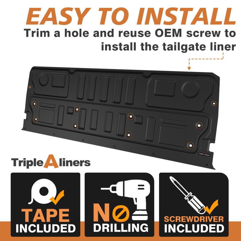 TripleAliners حصيرة شاحنة TripleAliners متوافقة مع فورد سوبر ديوتي F250/F350/F450 من 2023-2026، حصيرة باب خلفي مخصصة تناسب جميع الأحوال الجوية، غير متوافقة مع الخطوة الاختيارية للباب الخلفي - Image 3