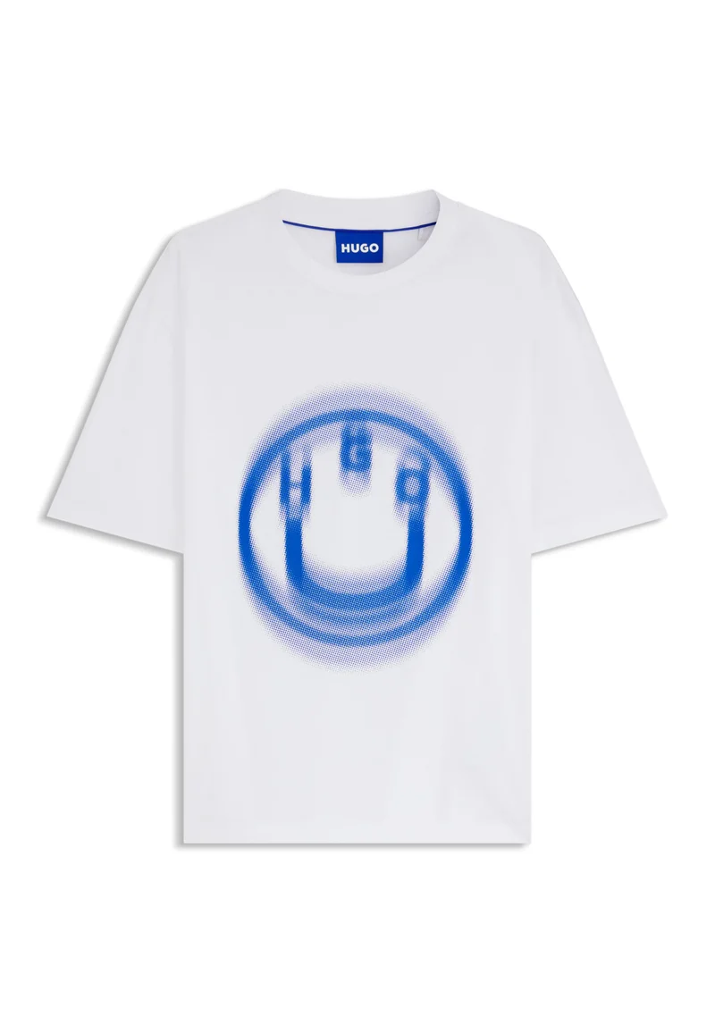 هوجو تيشيرت للجنسين بطبعة شعار ضبابي
