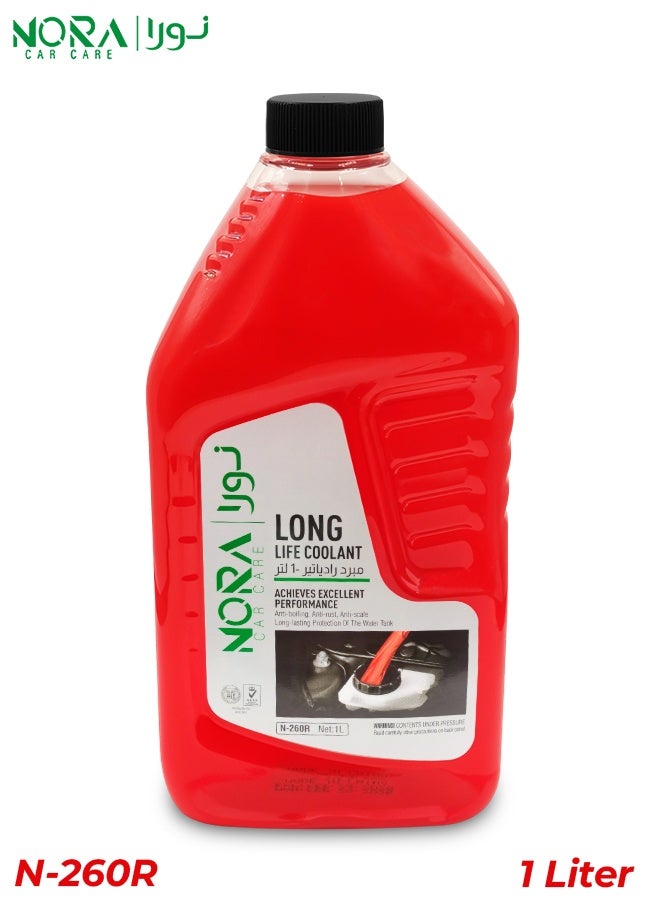 NORA Long Life Coolant N-260R 1 Liter - Premium Red Formula, Ready-to-Use (Pre-Mixed) Anti-Freeze & Anti-Boil for Car/Vehicle Engine Radiator, Providing Excellent Cooling Performance, Rust, Scale, and Corrosion Protection - Image 1