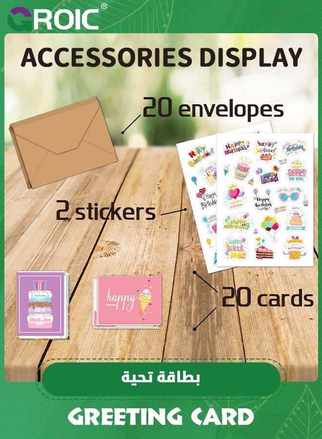 GROIC مجموعة بطاقات عيد ميلاد مكونة من 20 قطعة، مجموعة بطاقات عيد الميلاد تتضمن 20 تصميمًا مختلطًا لبطاقات عيد ميلاد سعيد، وبطاقات ومغلفات أعياد الميلاد، وبطاقات التهنئة، ومستلزمات الحفلات - Image 4