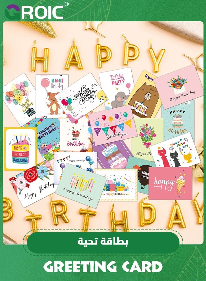GROIC مجموعة بطاقات عيد ميلاد مكونة من 20 قطعة، مجموعة بطاقات عيد الميلاد تتضمن 20 تصميمًا مختلطًا لبطاقات عيد ميلاد سعيد، وبطاقات ومغلفات أعياد الميلاد، وبطاقات التهنئة، ومستلزمات الحفلات - Image 2