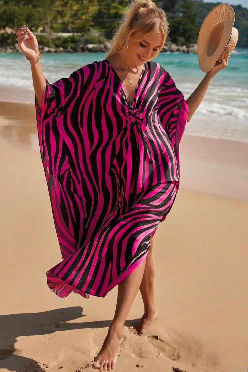 IMAGEKOPE Kaftan Dresses for Women Plus Size V-Neck Moo Moos Batwing Kaftan Beach Dress Bathing Suit Cover-Up Loungewear - Image 5