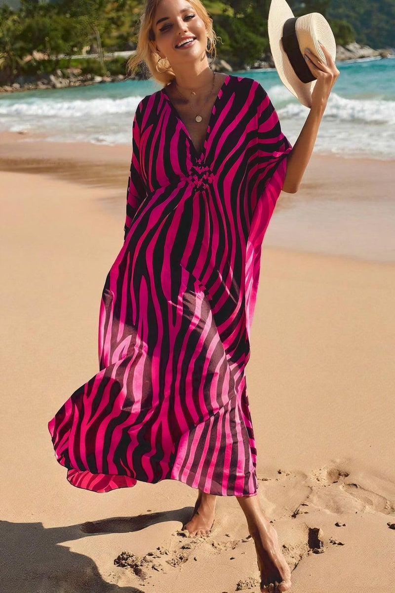 IMAGEKOPE Kaftan Dresses for Women Plus Size V-Neck Moo Moos Batwing Kaftan Beach Dress Bathing Suit Cover-Up Loungewear - Image 3