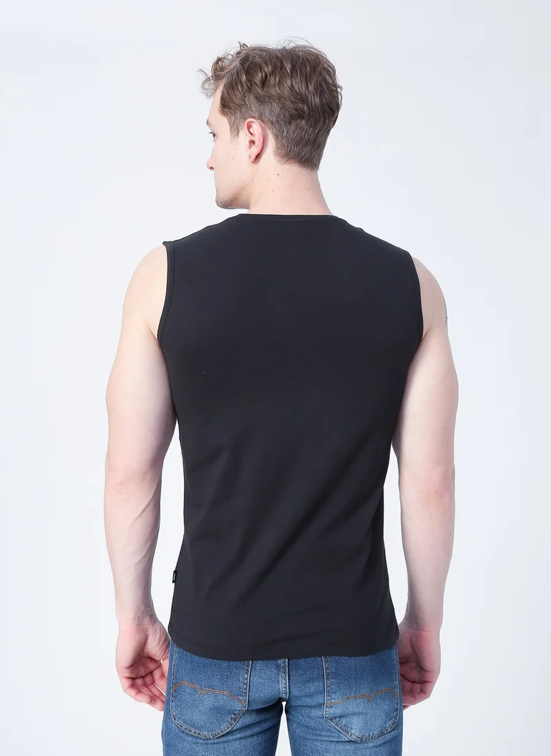 Bad Bear 22.01.23.002_Tribe Tank-Top Straight Collar Regular Fit Plain Black Men's Undershirt
