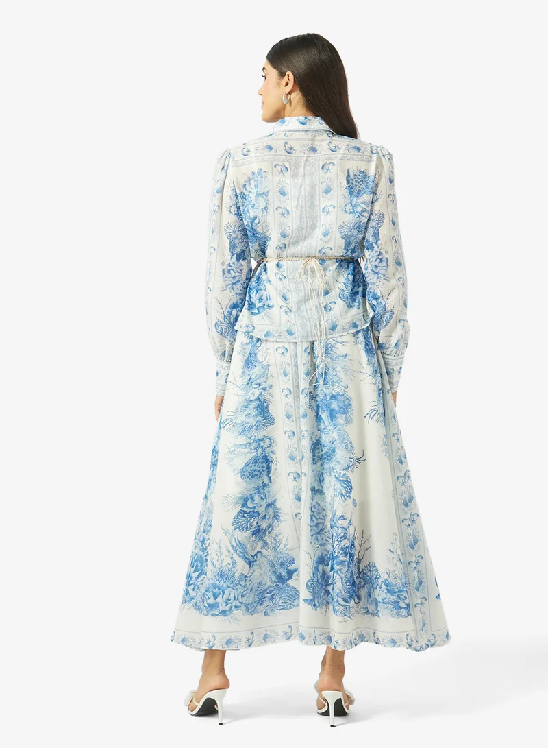Khizana Monochrome Print Top & Skirt Set