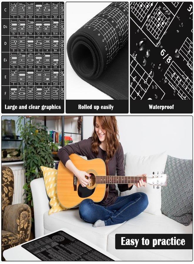 Enjoyard Guitar Practice Mat Guitar Knowledge Chart Mat 39” X 18” Guitar Practice Tool Major Minor Key Guitar Chord Fretboard Scale Rhythm Strumming Broken Chord Circle of Fifths for Beginners - Image 5