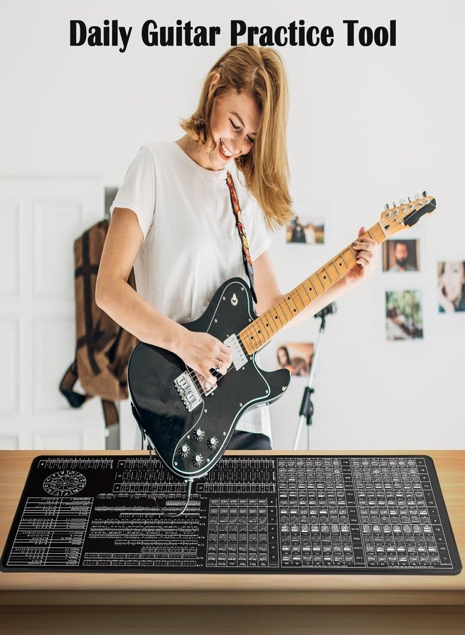 Enjoyard Guitar Practice Mat Guitar Knowledge Chart Mat 39” X 18” Guitar Practice Tool Major Minor Key Guitar Chord Fretboard Scale Rhythm Strumming Broken Chord Circle of Fifths for Beginners - Image 3