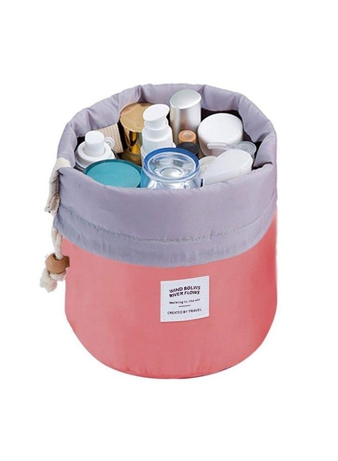 Clomana Bucket Barrel Round Shaped Cosmetic Pvc Makeup Travel Bag For Men And Women (Multicolour) - Image 5