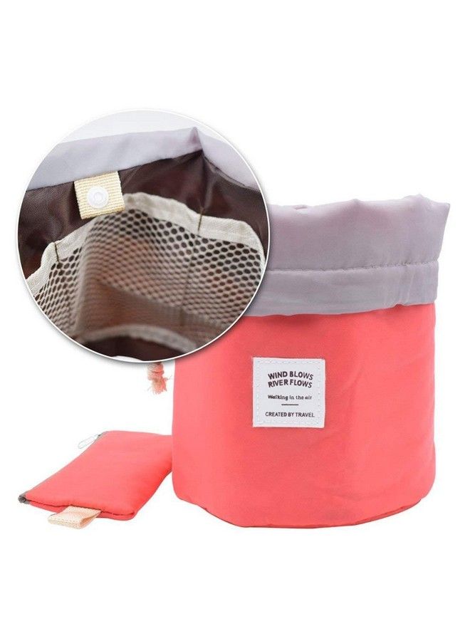 Clomana Bucket Barrel Round Shaped Cosmetic Pvc Makeup Travel Bag For Men And Women (Multicolour) - Image 3