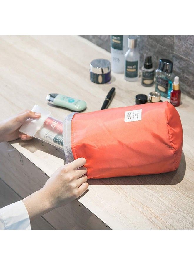 Clomana Bucket Barrel Round Shaped Cosmetic Pvc Makeup Travel Bag For Men And Women (Multicolour) - Image 4